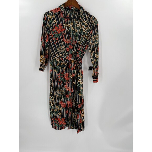 NWT Zara Basic Collection  XSMALL Multicolor Floral Striped Print Shirt Dress - Picture 3 of 13